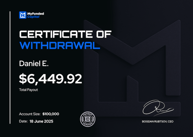 Payout certificate: Daniel E., $6,449.92
