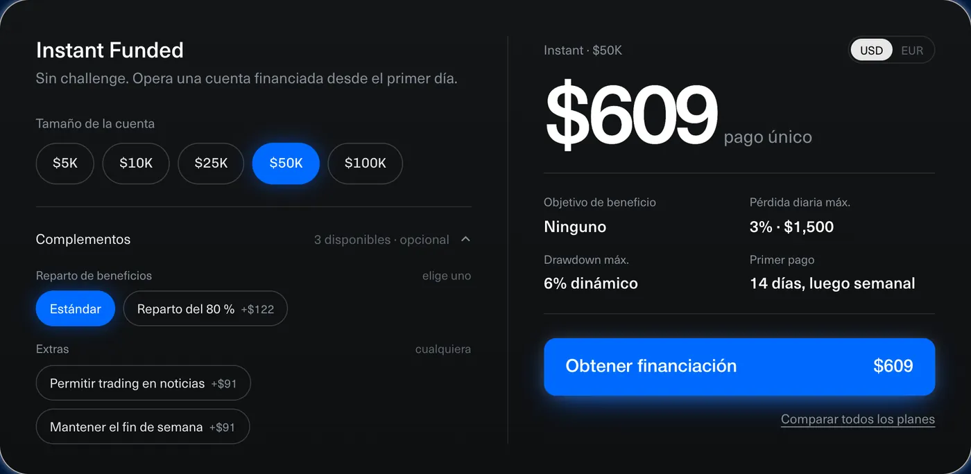 Elige un programa y un tamaño, añade lo que necesites y paga una sola vez.
