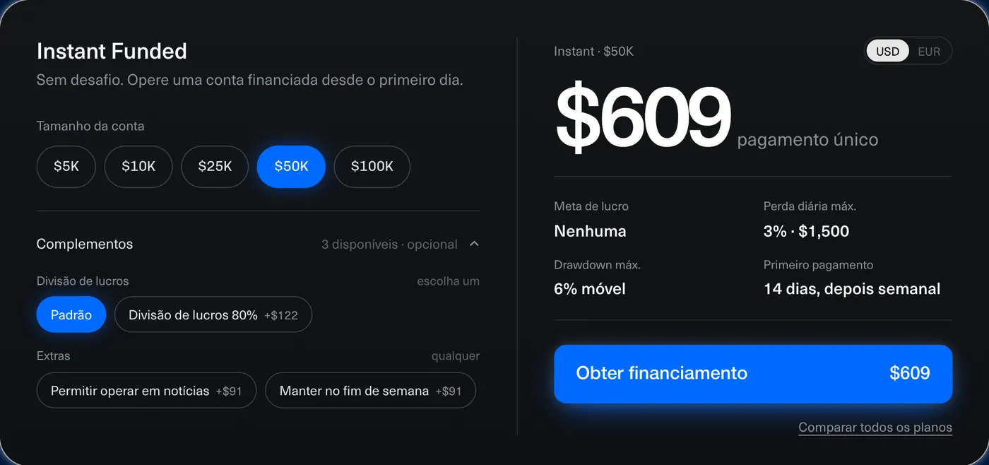 Escolha um programa e um tamanho, adicione o que precisar e pague uma única vez.