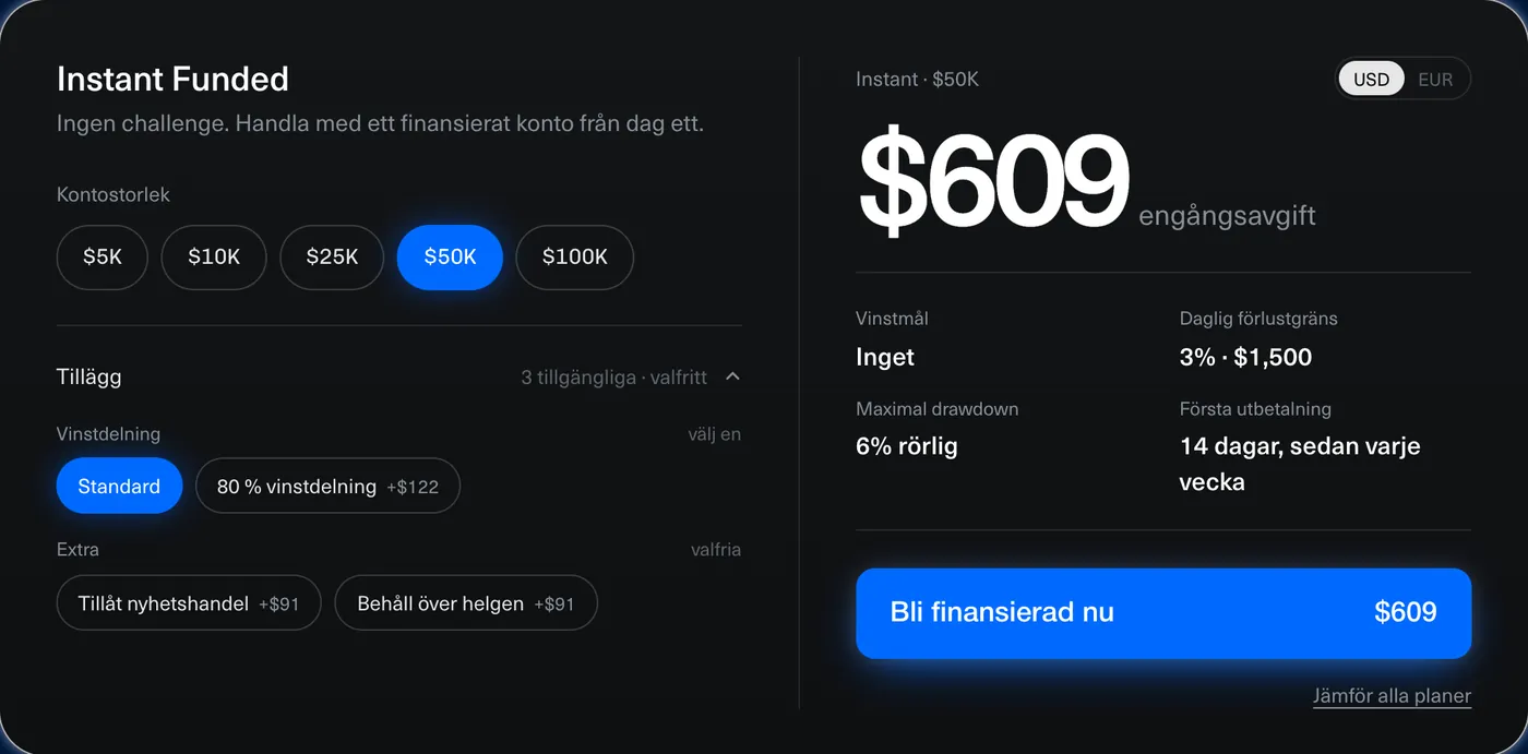 Välj ett program och en storlek, lägg till det du behöver, betala en gång.
