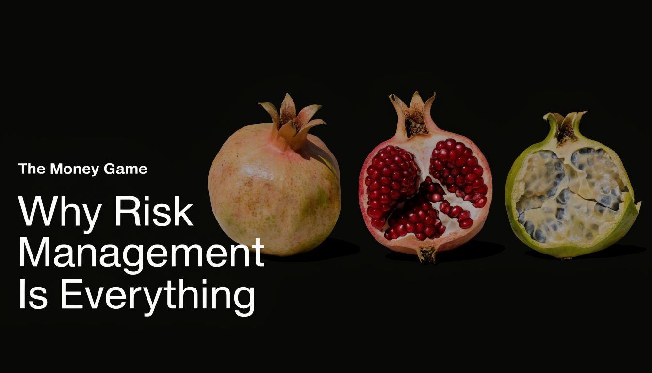 Three pomegranates showing different states of internal quality to illustrate the importance of financial risk management.