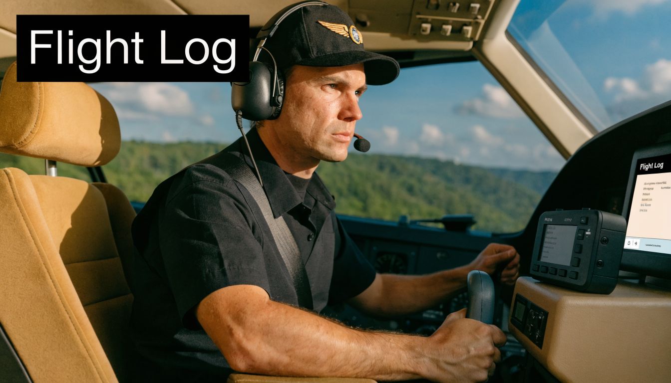 A focused pilot wearing a headset inside an airplane cockpit while looking out the front window.