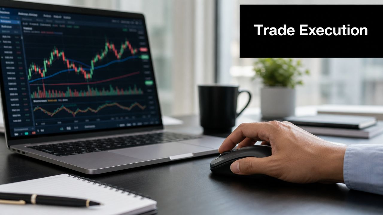 A close-up of a person using a computer mouse to analyze stock market trading charts.