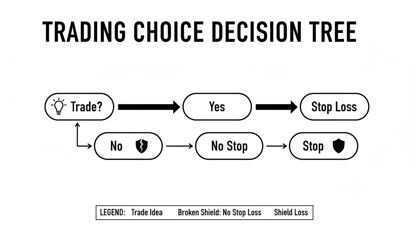 A trading decision tree flowchart guiding choices for managing stop losses.