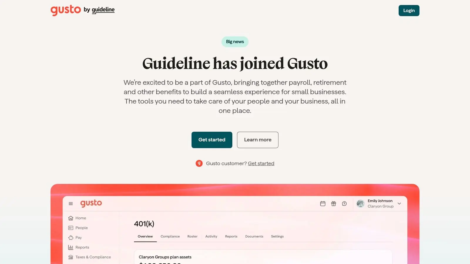 Guideline 401(k) now operated within Gusto Retirement